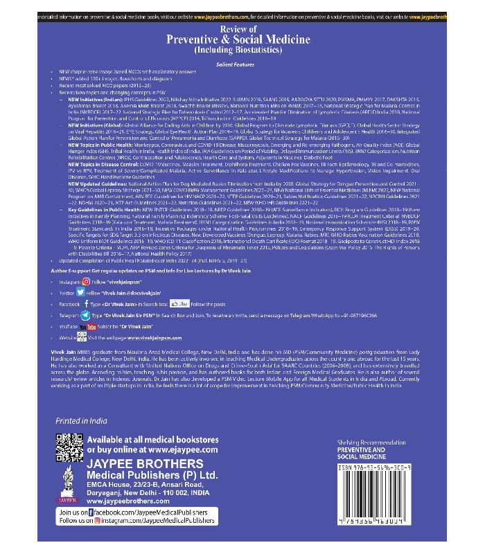Review of Preventive And Social Medicine Including Biostatistics